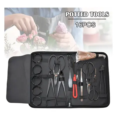 16pcs Garden Bonsai Tools Set Carbon Steel Kit Cutter Scissors With Nylon Case Ferramentas Man