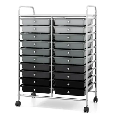 20 Drawers Storage Trolley Rolling Utility Cart Home Office Organizer