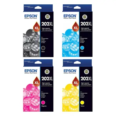 Epson 202XL Ink Cartridge Toner Colours Value Pack Black Cyan Magenta Yellow Genuine Original