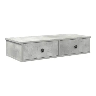 (concrete grey, x x cm) vidaXL Wall Shelf with Drawers White 60x25x15 cm Engineered Wood