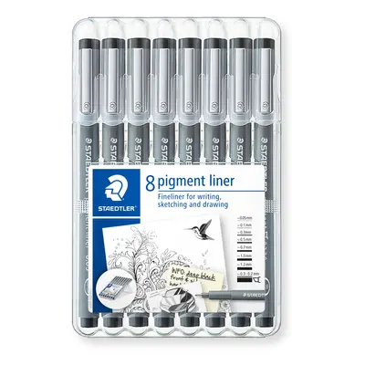 STAEDTLER SB8 Pigment Liner Pens - Assorted Line Widths Black (Set of 8)