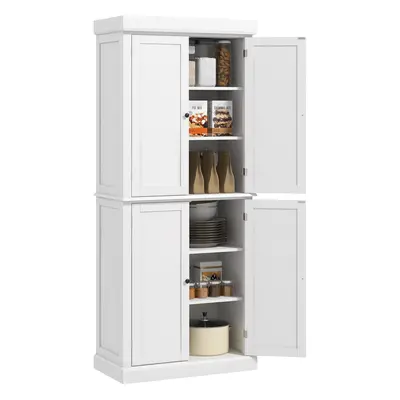 HOMCOM Modern Kitchen Storage Cabinet, 6-Tier Shelves W/ Adjustable, White