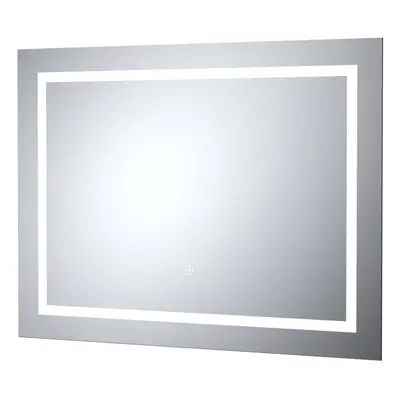 Rectangular Landscape LED Illuminated Touch Sensor Mirror with Demister, 800mm x 500mm - Chrome