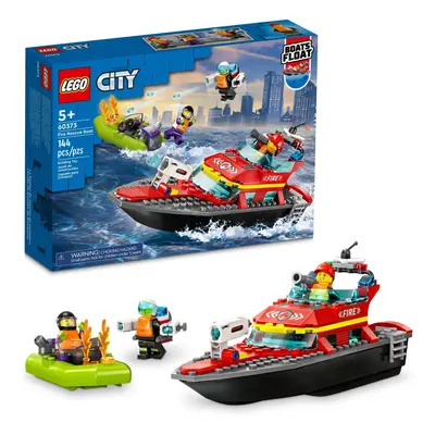 LEGO City Fire Rescue Boat Toy Floats on Water with Jetpack Dinghy and Minifigures Everyday Hero