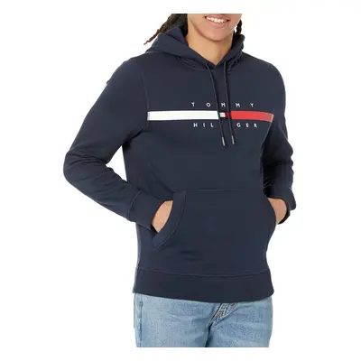 Tommy Hilfiger mens Flag Stripe Hoodie Hooded Sweatshirt Sky Captain