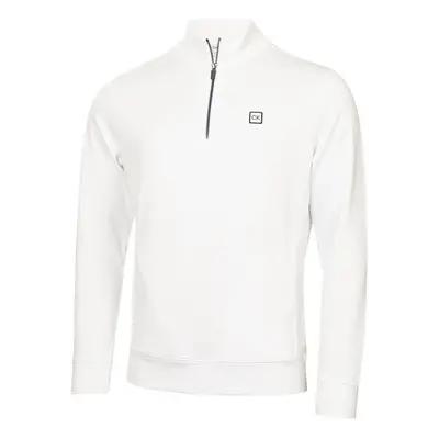 (L, White) Calvin Klein Mens Concord Half Zip Stretch Soft Wicking Golf Sweater