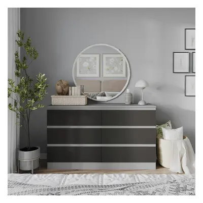 (Grey Carcass + Black Drawers) 120cm Modern Wooden Chest of Drawers Bedroom Furniture Storage Be