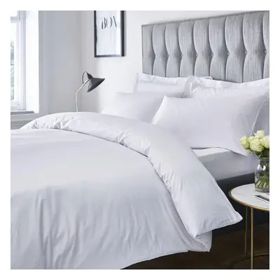 Satin Stripe TC Premium Duvet Cover White Double