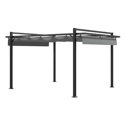 Outsunny x 4m Pergola with Retractable Roof and Aluminium Frame, Grey