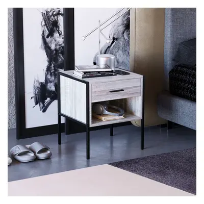 (Grey) Brooklyn Drawer Bedside Cabinet Table Nightstand