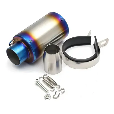 (Blue) 38-51mm Universal Motorcycle Cylinder Exhaust Muffler Pipe Bluing/Carbon Fibre