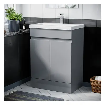 Hardie 500mm Light Grey Vanity Cabinet and Basin Sink Unit Bathroom Floor Standing