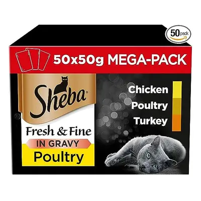 Sheba Cat Wet Food - Fresh and Fine - Cat Pouches Poultry in Gravy - x g Pack