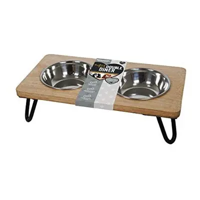 Rosewood Raised Wood Dog Bowl for Small and Medium Dogs and Cats With a Sturdy Elevated Stand an