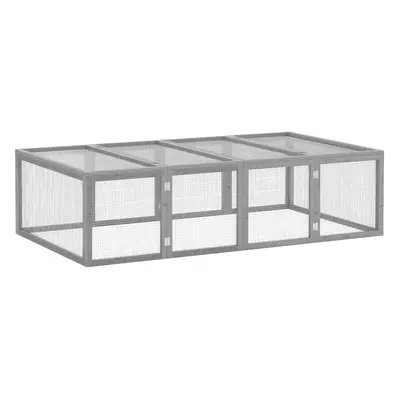 PawHut Wooden Rabbit Hutch Cage House with Wire Mesh, Grey