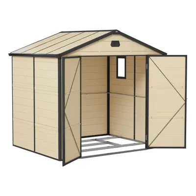 Outsunny x 6ft Garden Shed Storage w/ Foundation Kit, Vents, Cream White