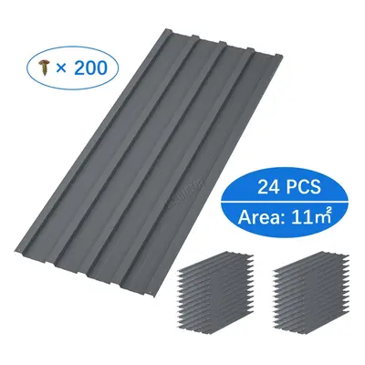 (Grey) BIRCHTREE 24X Roof Sheets Corrugated Garage Carport Shed Metal Roofing Panels