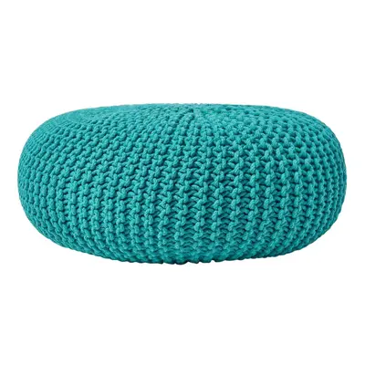 (Teal Green) Knitted Cotton Large Round Pouffe Footstool x cm