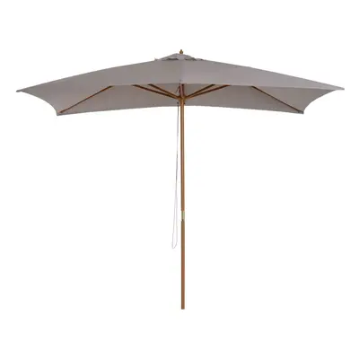 Outsunny x 3(m) Wood Garden Parasol Sun Shade Patio Umbrella Canopy Light Grey