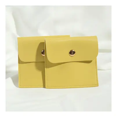 (Yellow, 100pcs 8x8cm) 10/50/100Pcs PU Leather Snap Button 8x8cm Bag Storage Pouch for Ring Earr