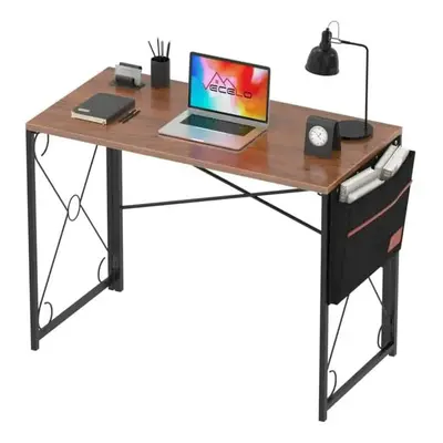 (Classic Brown) Inch Writing Computer Folding Desk/Sturdy Steel Laptop Table with Storage Bag fo