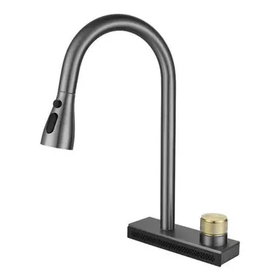 (as the picture, with 60cm hose) New Modes Waterfall Grey Sink Kitchen Faucet Hot Cold Pull Out 