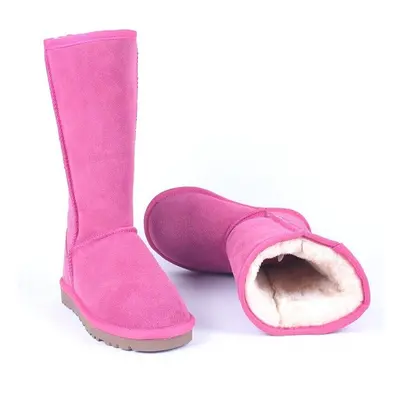 (4, Hot Pink) High Quality Snow Boots Women Long Boots Genuine Leather Australia Classic Women's