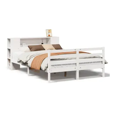 vidaXL Bookcase Bed without Mattress Bed White 160x200 cm Solid Wood Pine