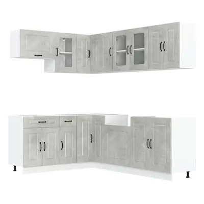 (concrete grey) vidaXL Piece Kitchen Cabinet Set Kalmar Smoked Oak Engineered Wood