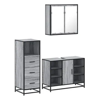 (grey sonoma) vidaXL Piece Bathroom Furniture Set Black Engineered Wood bathroom cabinet