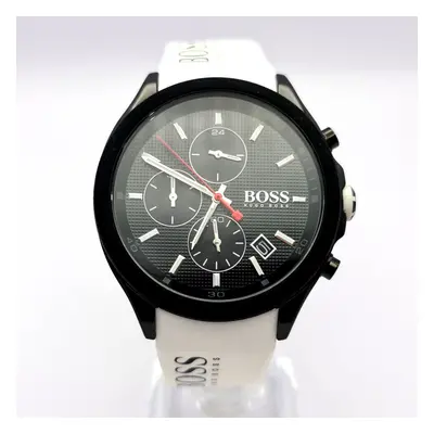 NEW HUGO BOSS VELOCITY HB1513718 BLACK WHITE RUBBER STRAP MEN'S WATCH