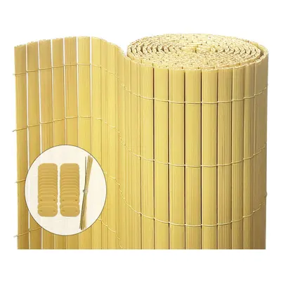 VOUNOT PVC Privacy Screening Fence x cm, Double Reinforced Struts Bamboo