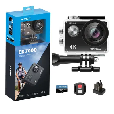 EK7000 4K30FPS Action Camera with 64GB microSDXC Memory Card - 20MP Ultra HD Underwater Camera D