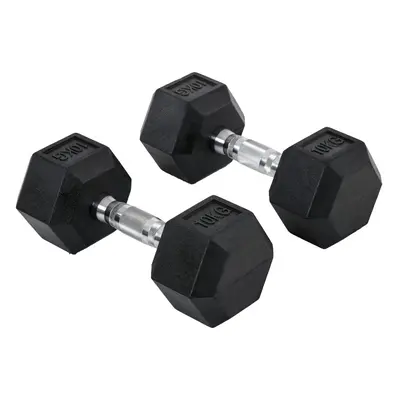 HOMCOM Hexagonal Dumbbells Kit Weight Lifting Exercise for Home Fitness 2x10kg