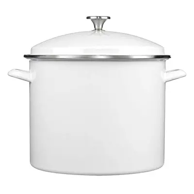 Cuisinart Enamel Stockpot with Cover, 16-Quart, White