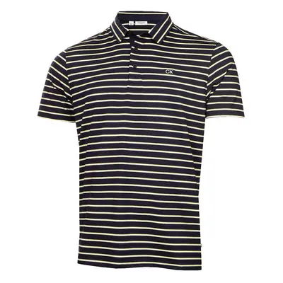 (L, Navy) Calvin Klein Mens Winchester Moisture Wicking Breathable Golf Polo Shirt