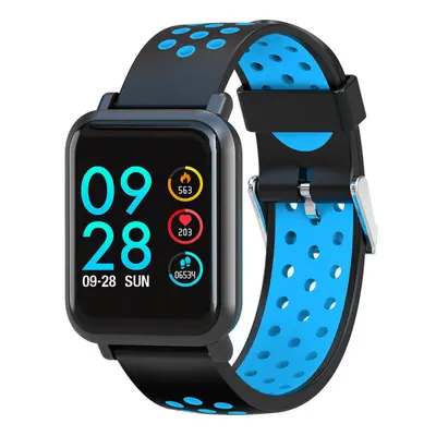 (Blue) 1.22'' IPS Color Screen Waterproof Smart Watch Blood Pressure Fitness Sport Bracelet