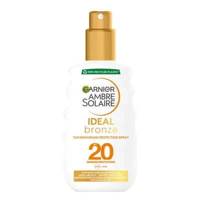 Ambre Solaire Ideal Bronze Protective Sun Cream Spray SPF20, High Sun Protection Factor 20, Unif