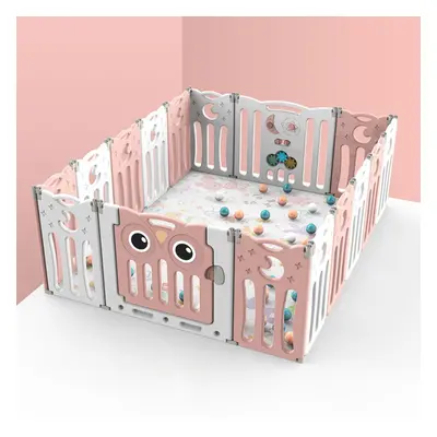 (Pink, 143*179*63cm) Baby Toddler Playpen Safety Play Activity Fence Folding Infant Play Yard