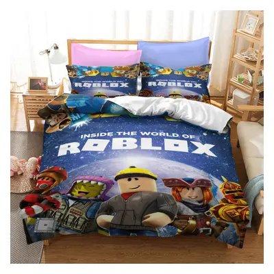 (12, Double(200x200 cm)) ROBLOX Bedding Single Double Duvet Cover Cartoon Kids Quilt Cover