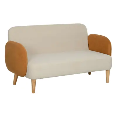 HOMCOM Modern Seater Sofa w/ Rubber Wood Legs x x 76cm Cream Orange