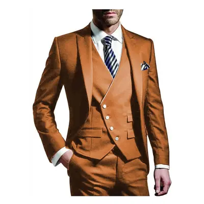 (brown, XXL) Men's Suits Slim Fit, Piece Suit for Men Tuxedo Suit Set