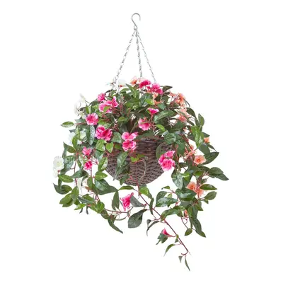 Homescapes White, Orange and Pink Impatiens Hanging Basket, cm