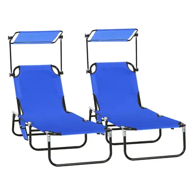 Outsunny Piece Folding Sun Loungers with Adjustable Backrest, Blue