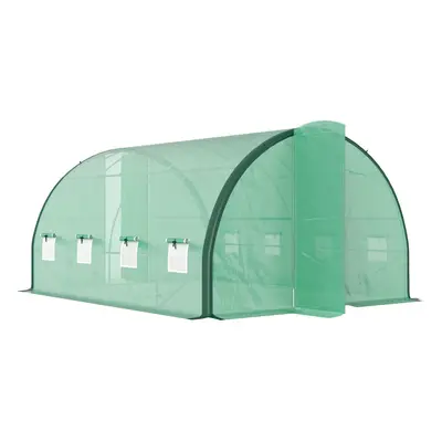 Outsunny Tunnel Greenhouse Upgraded Structure, Hinged Doors, x 3(m), Green