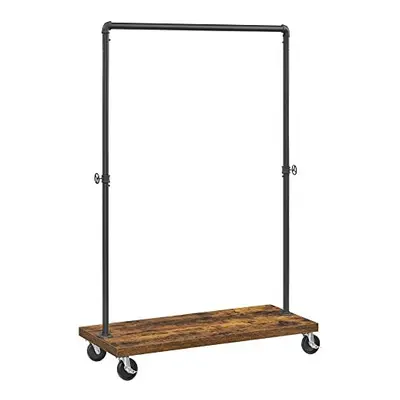 VASAGLE Clothes Rail for Bedroom, Heavy-Duty Clothes Rack, Industrial Pipe Rolling Garment Rack 