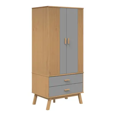 vidaXL Wardrobe Closet Clothes Storage Cabinet Grey and Brown Solid Wood Pine