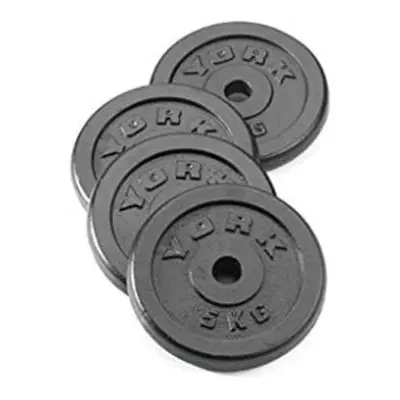 4 X 5KG York Fitness cast iron standard weight plates