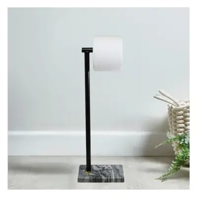 (Black Marble Base) Toilet Roll Holder Freestanding Pedestal/Freestanding Toilet Paper Holder Bl