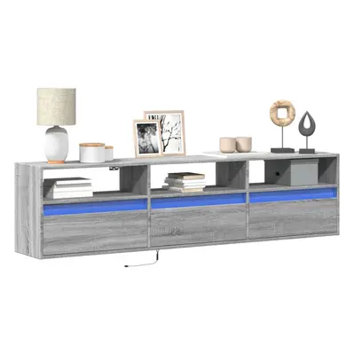 vidaXL TV Wall Cabinet with LED Grey Sonoma 180x31x45 cm